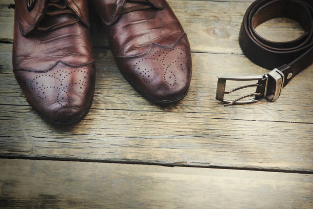 istock stylish leather men's  shoes and belt 683590098