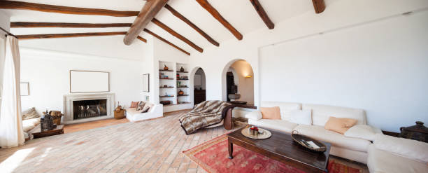 istock Furnish living room with beautiful timber beams 683590194