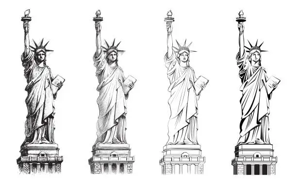 Vector illustration of Statue of liberty, vector collection of illustrations.