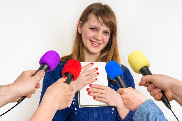 istock Reporters making interview with book writer 683601732