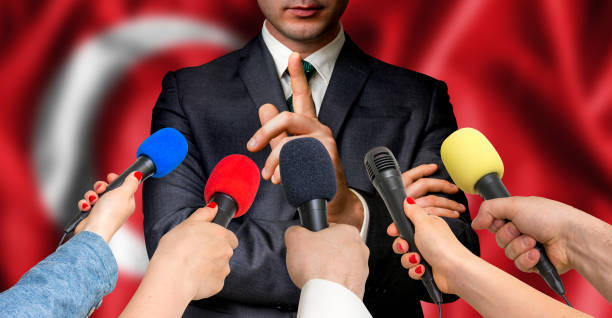 istock Turkish candidate speaks to reporters - journalism concept 683604280