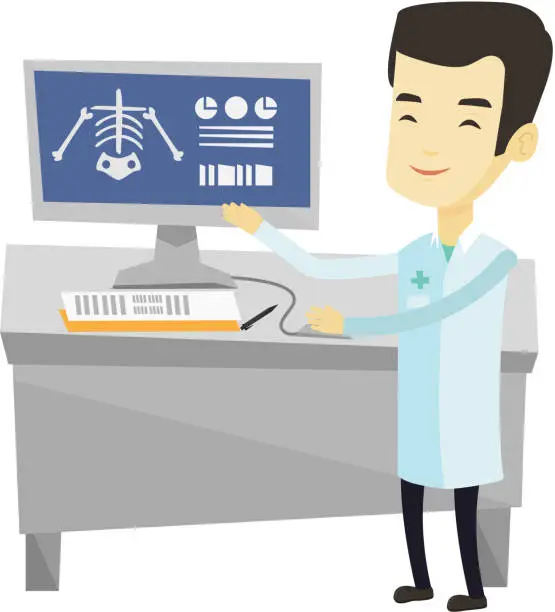 Vector illustration of Doctor examining radiograph vector illustration