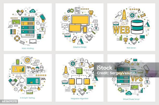 Web Development Linear Round Concepts Stock Illustration - Download Image Now - Icon Symbol, Internet, Work Tool