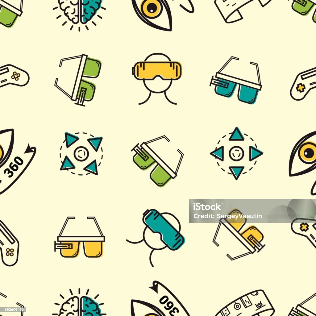 Seamless Pattern With Colored Vr Elements Stock Illustration - Download ...