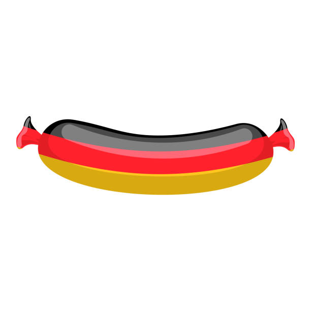 немецкая колбаса изолирована. традиционный мясн�ой деликатес из германии на белом фоне - meat bratwurst sausage sauerkraut stock illustrations