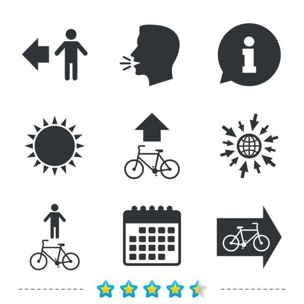 ilustrações, clipart, desenhos animados e ícones de ícone de rua de pedestres. placa de trilha de bicicleta caminho. - icon set arrow sign symbol computer icon