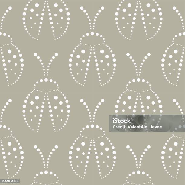 Bug Pattern Grey Seamless Vector Pattern With Insects Symmetrical Grey And White ...