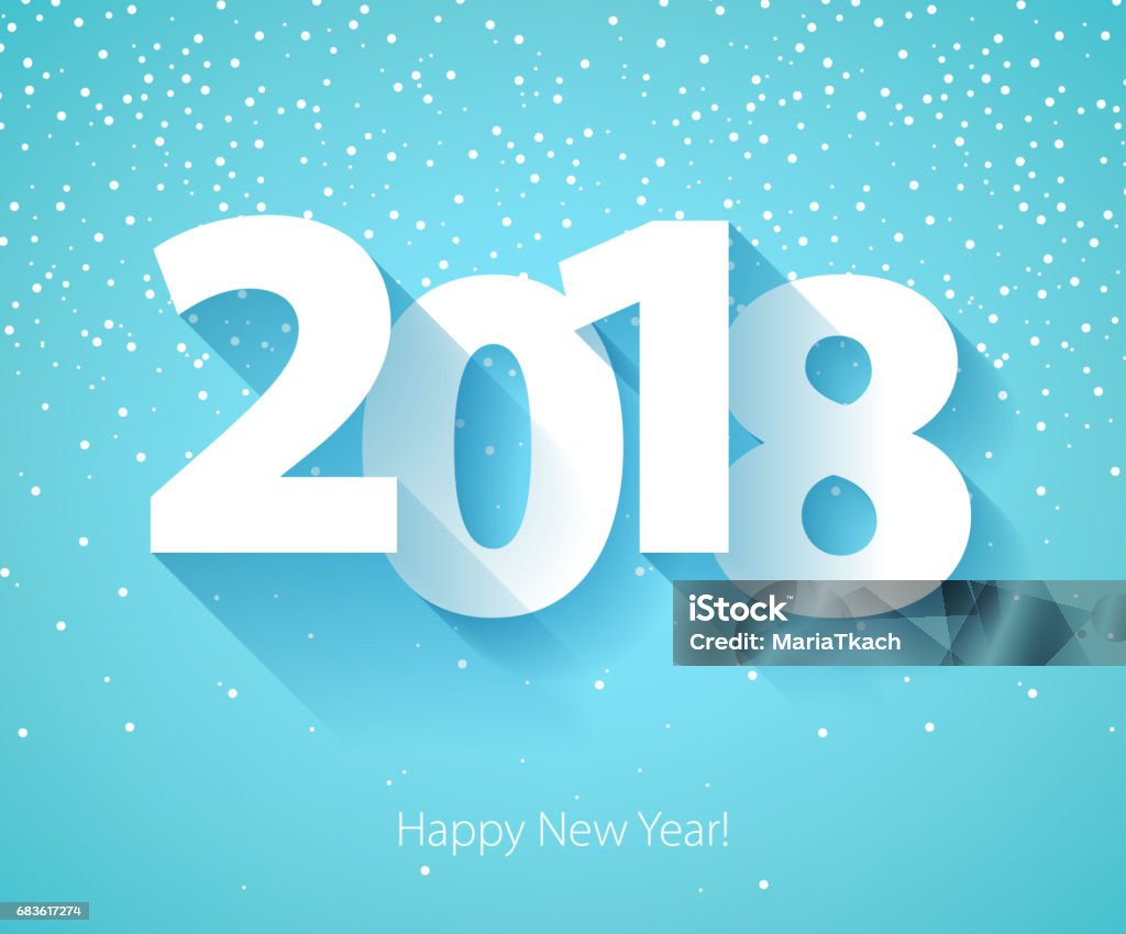 Happy New Year 2018 background Happy New Year 2018 background. Calendar design typography vector illustration. Paper white digits design with shadows and snowflakes on colorful background. 2018 stock vector