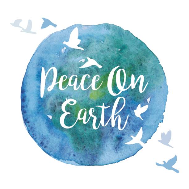 ilustrações, clipart, desenhos animados e ícones de paz na terra círculo de pintura aquarela - peace sign