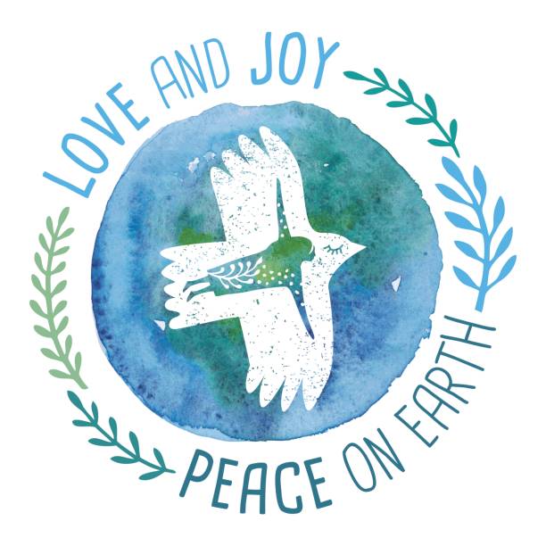 Love And Joy Peace On Earth An original artwork vector illustration of a bird woman flying on planet earth. This inspirational design can be a postcard, invitation or flyer. discover card stock illustrations