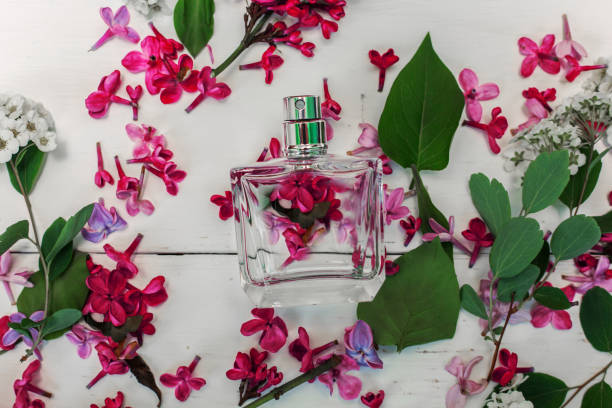 istock perfume bottle with lilac flowers 683638948