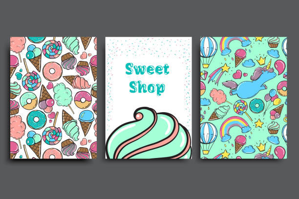 istock Poster vector template with candy. Advertising for bakery shop or cafe. Sweet background. 683640084