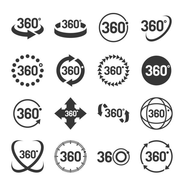 360 Degree Icons Set. Vector 360 Degree Icons Set on White Background. Vector illustration 360 degree view stock illustrations