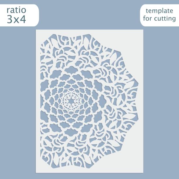 istock Laser cut wedding invitation card template vector.  Cut out the paper card with lace pattern.  Greeting card template for cutting plotter. 683640452