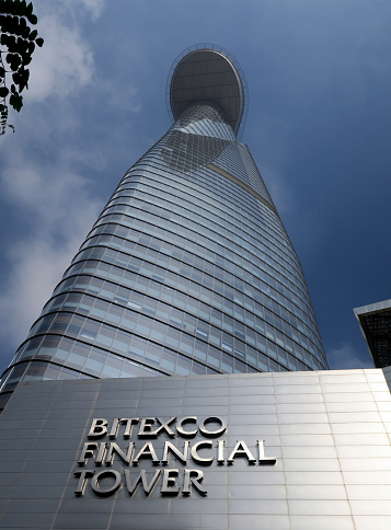 Bitexco Financial Tower -skyscraper in Ho Chi Minh City with a helicopter landing pad at top, built as a symbol of Vietnam's new economic strength