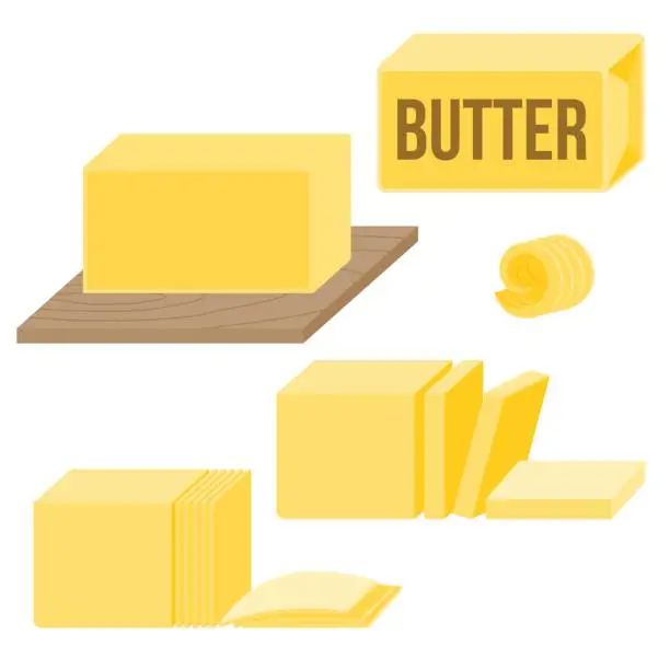 Vector illustration of Butter in various types