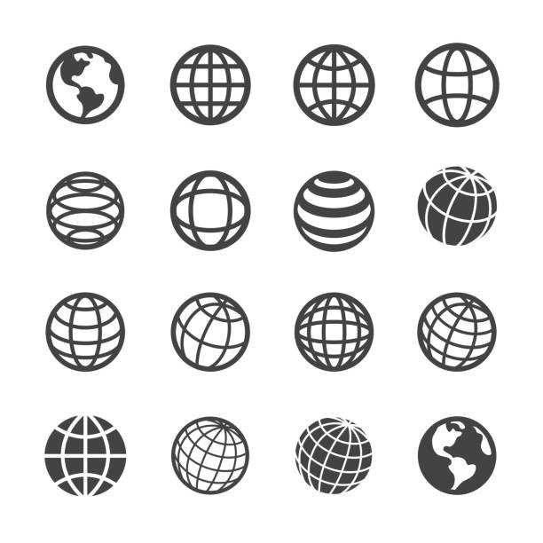 иконки глобуса и связи - серия acme - planet sphere globe usa stock illustrations