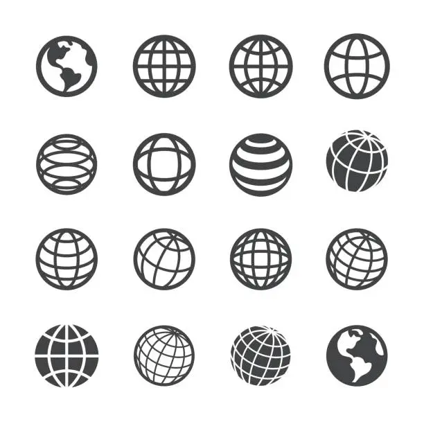 Vector illustration of Globe and Communication Icons - Acme Series
