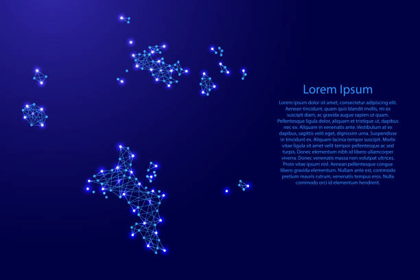 istock Map of Seychelles from polygonal blue lines and glowing stars vector illustration 683656778