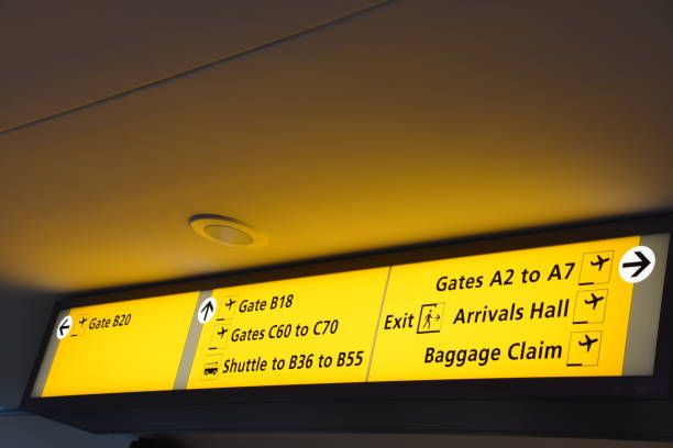 istock Directional signs at airport 683663450