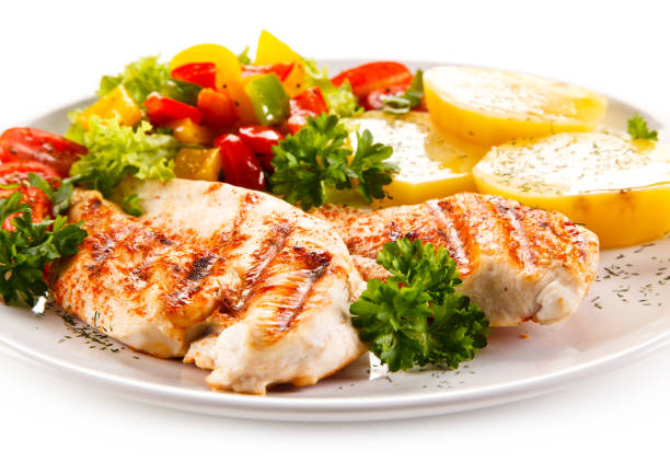 istock Grilled chicken breast and vegetables 683668260
