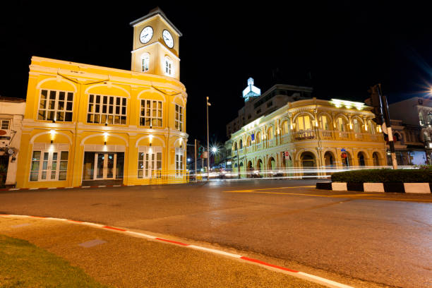 istock Old building in night time phuket town Thailand. 683670664