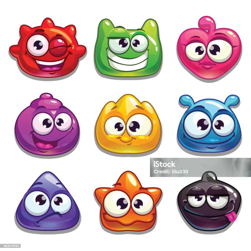 Funny Cartoon Jelly Characters Stock Illustration - Download Image Now -  Gelatin Dessert, Candy, Cartoon - iStock