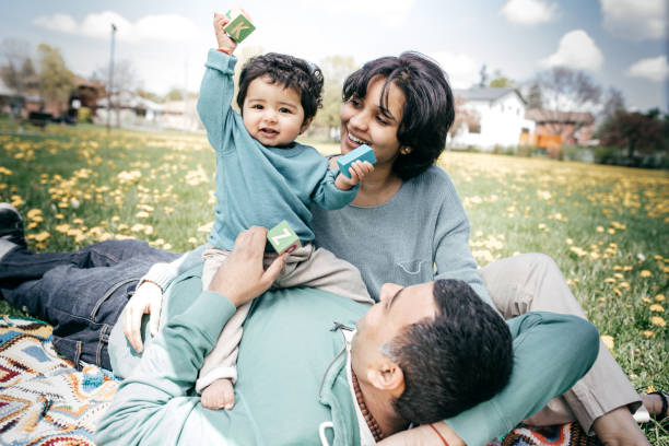 istock Happy family of three 683672336