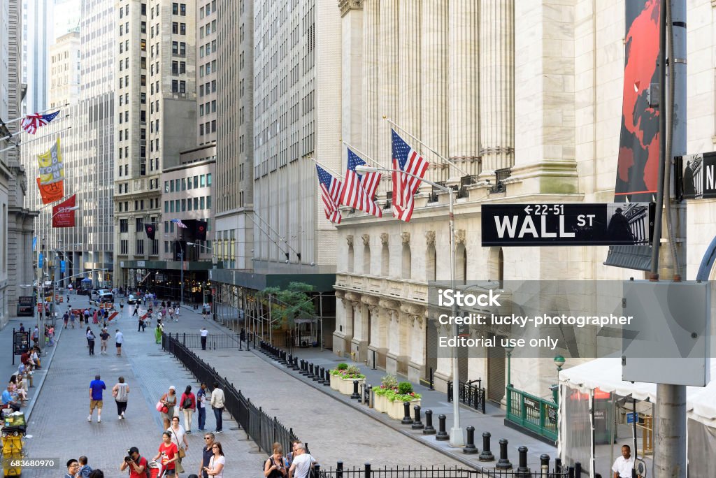 De New York Stock Exchange op de Wall street. - Royalty-free Effectenbeurs Stockfoto