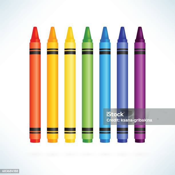 Colorful Wax Pencils Collection Isolated Vector Illustration Stock Illustration - Download Image Now