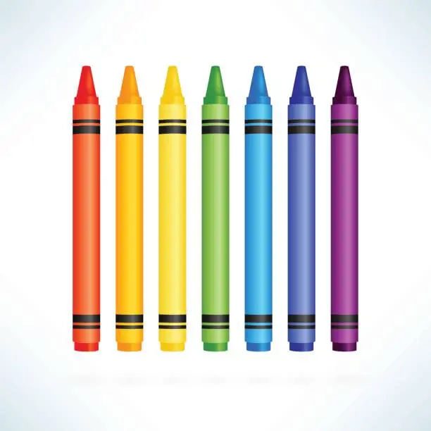 Vector illustration of Colorful wax pencils collection. Isolated vector illustration.