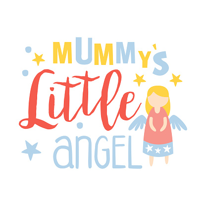 Little mummys angel, colorful hand drawn vector Illustration isolated on a white background