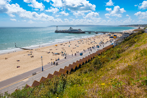 View along Bournemouth beach and pier. 