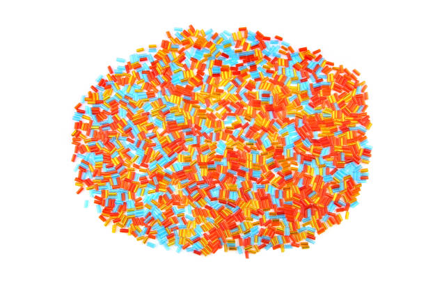 istock Colorful beads pile on white background. 683713424