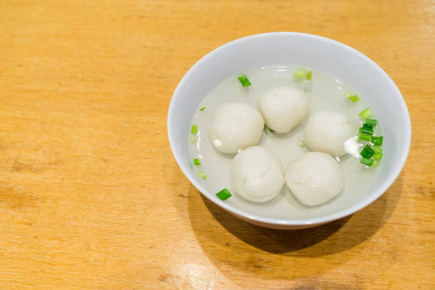 istock Teowchew Fishball with soup on wooden table 683715298