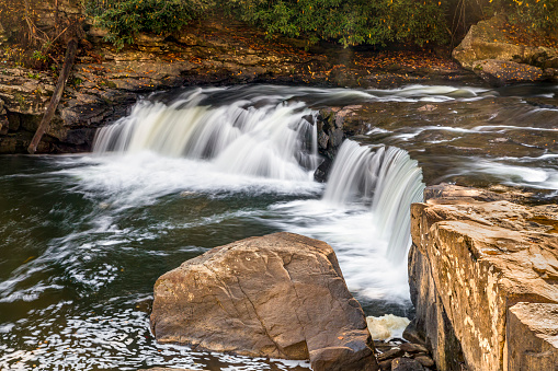 The Youghiogheny River splashes over Lower Swallow Falls in western Maryland.