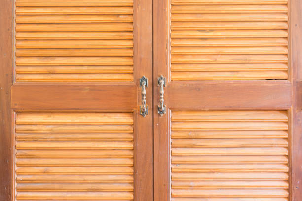 istock Close up double wooden door 683722436