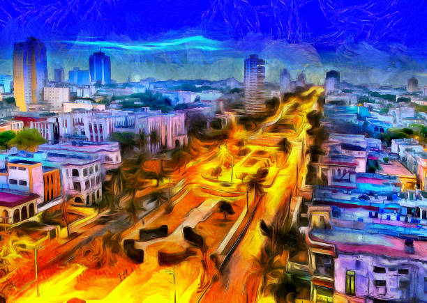 Cuba. Night Havana. The top view