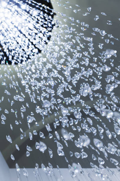 istock Shining crystal glass elements hanging in lines 683729046