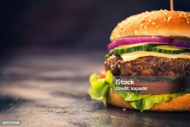 Burger For 4th Of July Stock Photo - Download Image Now - Burger, Hamburger, Cheeseburger