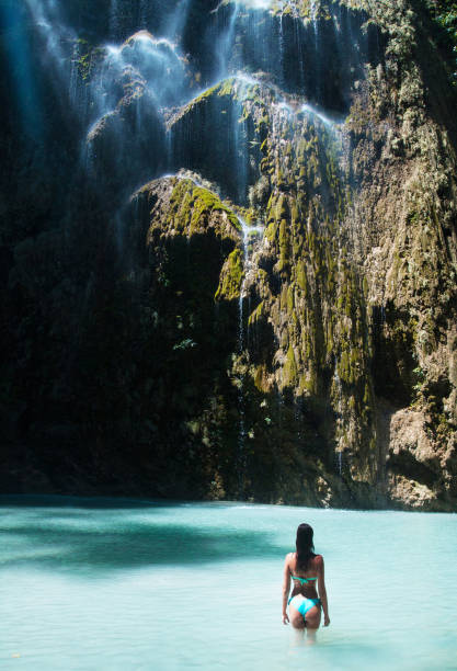 istock Woman in Beautiful waterfall in Cebu 683743734