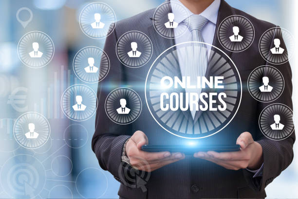 istock Online course show businessman . 683743788