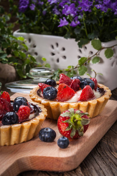 istock Fresh homemade fruit tart with strawberries and blueberries. 683747582