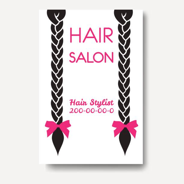 Vector design template with braids. Template hair business card vector art illustration