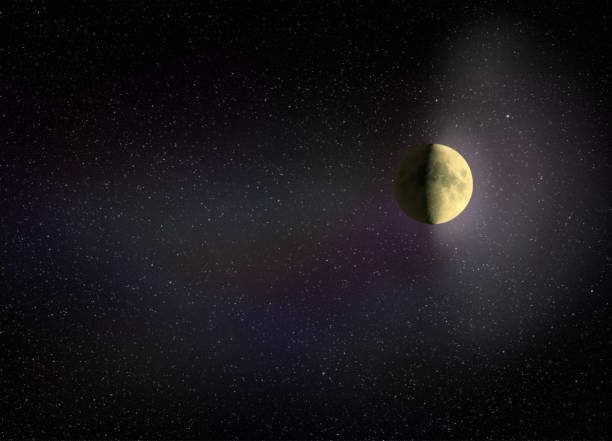 Moon glowing in the dark night sky