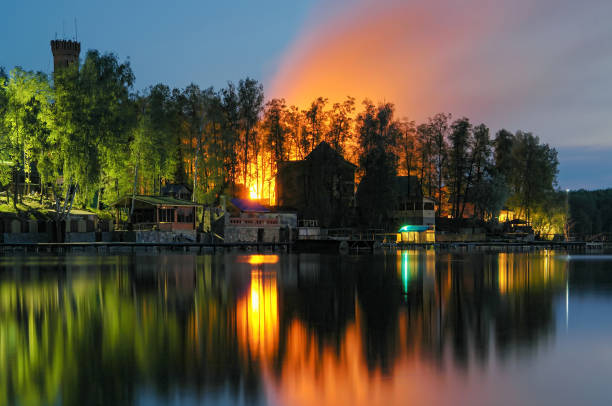 istock Journey through the autumn lake on a boat. 683770086