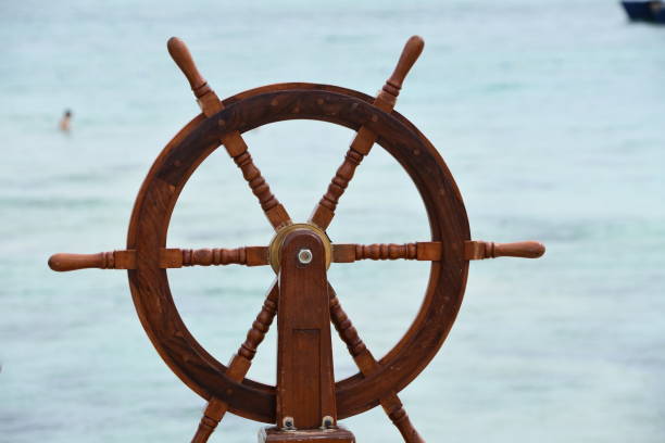 istock steering wheel of a ship 683777772
