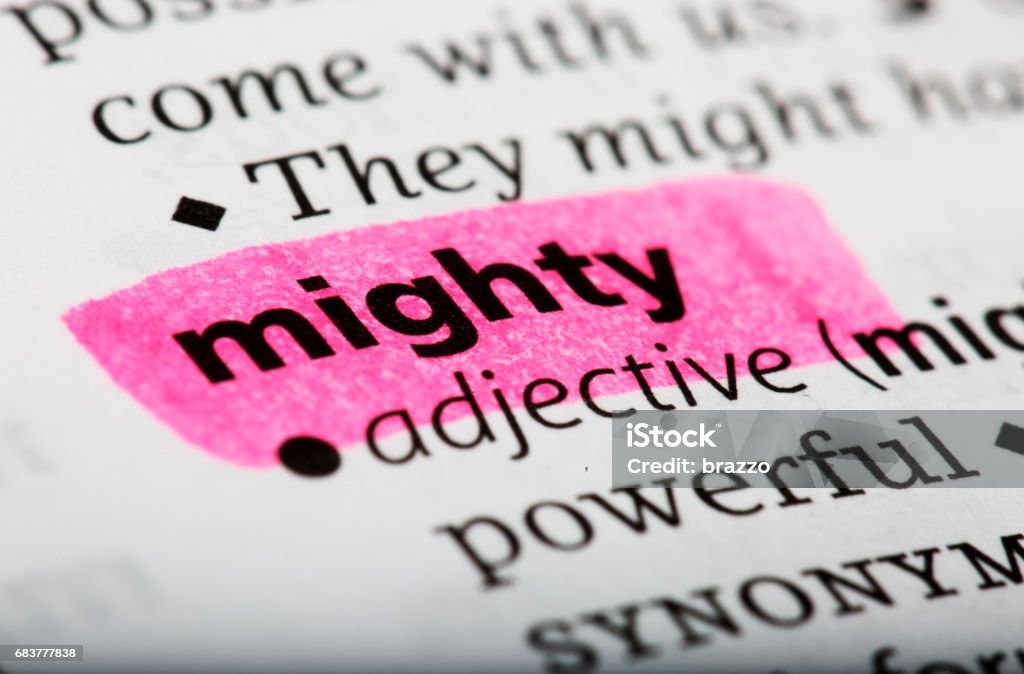 Miighty Word Mighty Highlighted In The Dictionary Stock Photo - Download Image ...