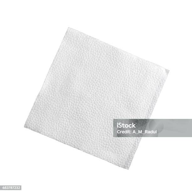 Cocktail Napkin On White Stock Photo - Download Image Now - Facial Tissue, Directly Above, Napkin