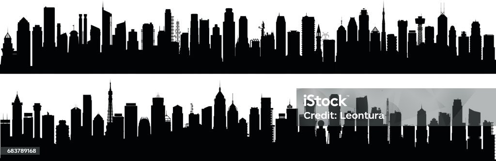 City (All Buildings are Complete and Detailed) City. All buildings are complete and detailed. In Silhouette stock vector